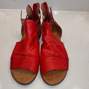 Miz Mooz Red Leather Open-Toe Slingback Sandals